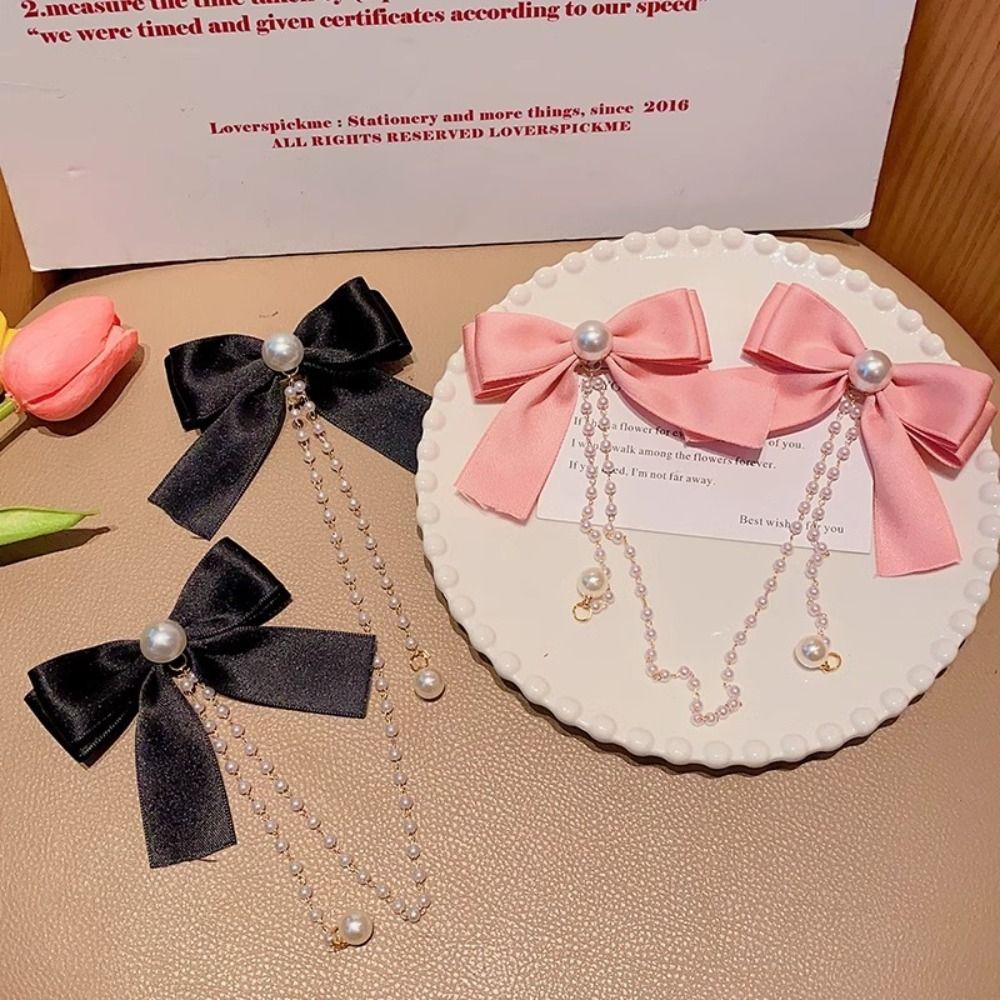 Hair Side Clip Bow Tassel Hairpin Tassel Ribbon Bow Barrettes Fashion Bowknot Hair Clip Party