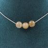 Stones and Minerals. 3-pearl Necklace, 8 Mm Rutile Quartz, Stainless Steel Chain, Women's and Men's Necklace. Customizable Size.