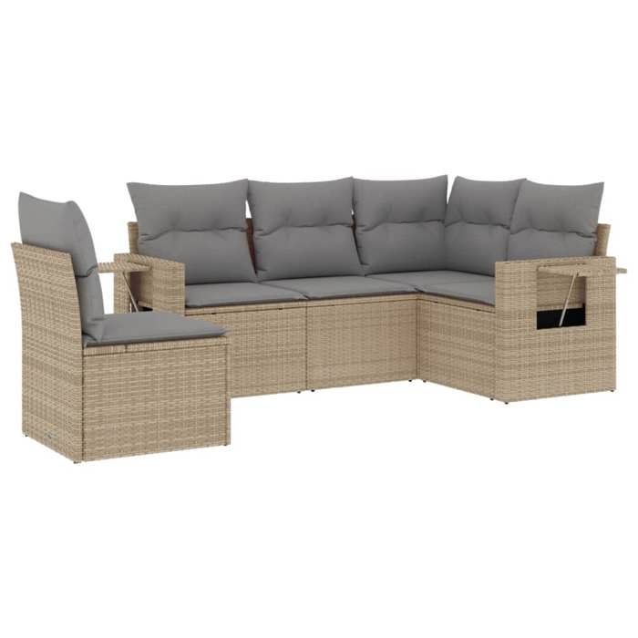 VidaXL Salon de Jardin avec Coussins 5 pcs, Canapés de Terrasse, Ensemble de Meubles de Patio, Mobilier d'Extérieur, Beige 3252506