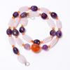 Natural Rose Quartz Amethyst Carnelian Smooth Beads Necklace 3-18 Mm 18" UB-8631