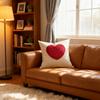 Red White Heart Embroidery Couple Pillow Cover Modern Minimalist Cushion Case Towel Stitch Throw Pillow Case   45x45cm