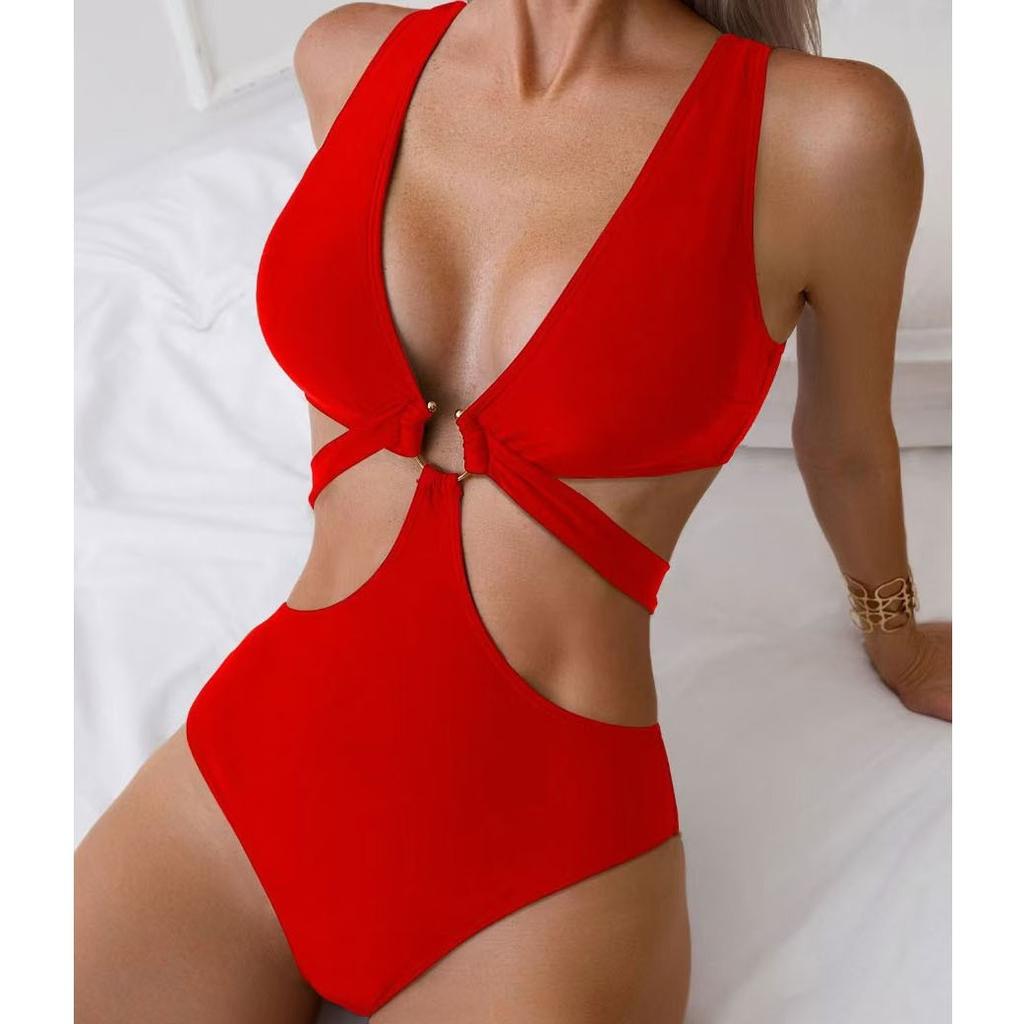 Sexy One-piece Swimsuit Solid Color Swimming Lingerie Women's Shape Up Backless Swimsuit Female Beachwear Bathing Suit