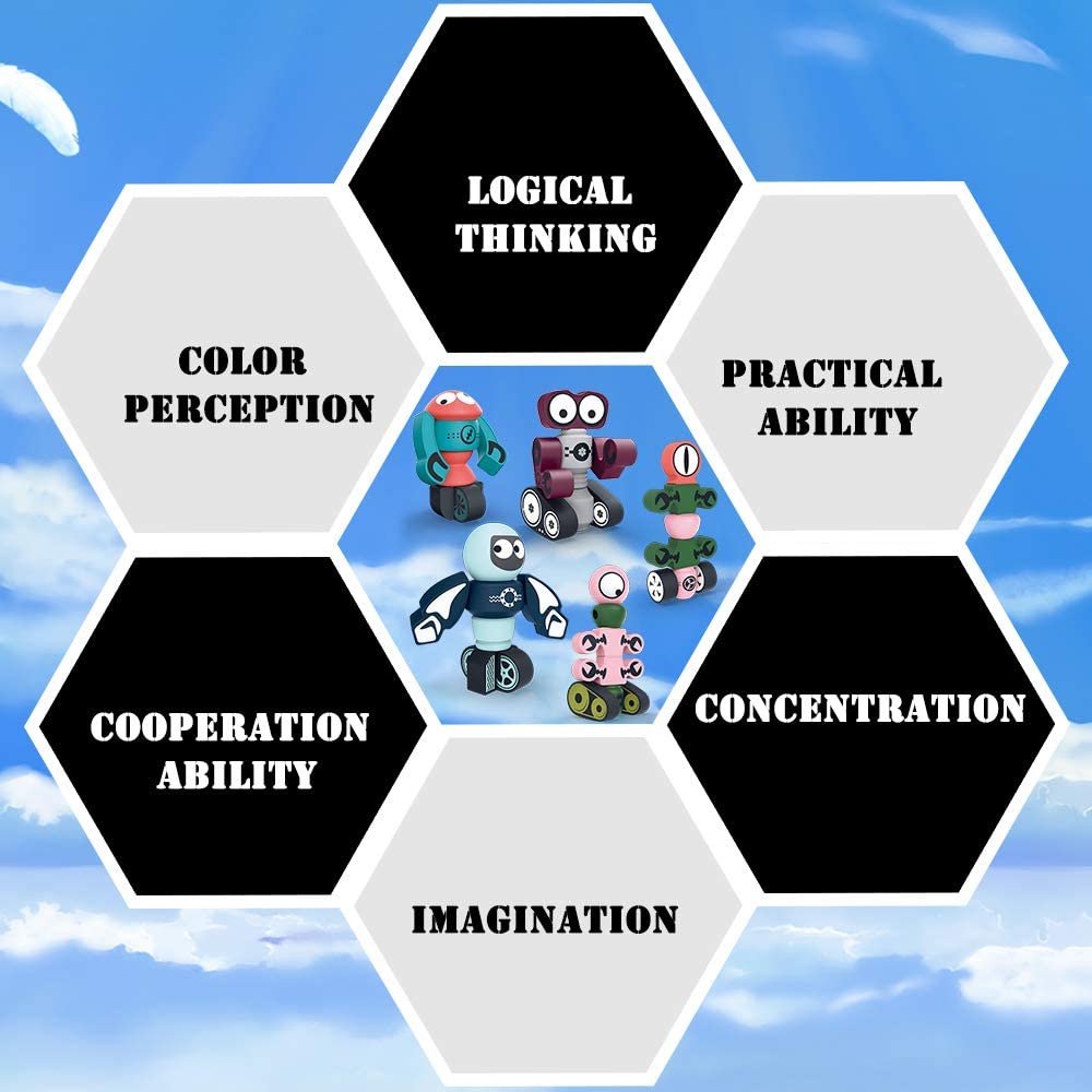 35 шт. магнитные роботы, набор магнитных блоков с коробкой для хранения, комплект для сборки роботов-штабелеров, игрушечный образовательный игровой набор STEM для мальчиков и девочек в возрасте от 3 до 6 лет