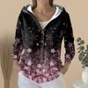 Women's Fashion Casual Sweater Button-Up Print Cardigan  Hooded Jacket