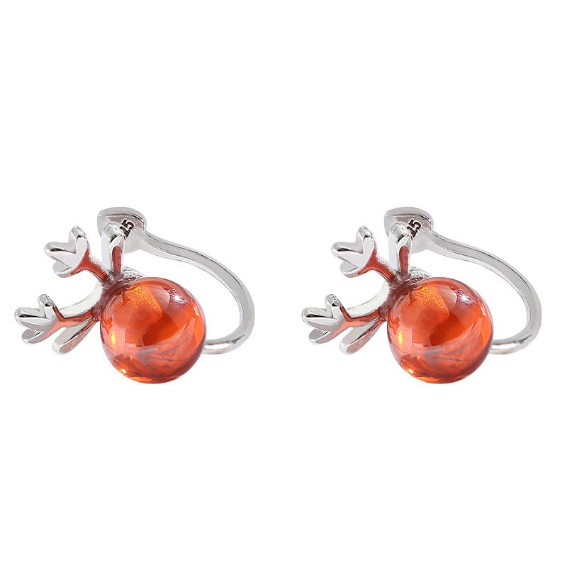 Sweet Earless Pearl Elk Horn Earrings Earrings Design Sense Personalized Fashion Christmas Gift