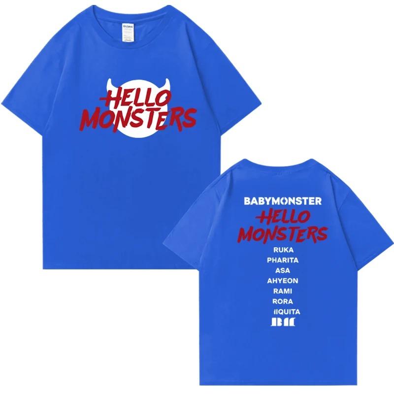 Популярные футболки Babymonster Hello Monsters World Tour 2026 Новые Унисекс Винтажная Хлопковая Одежда Мужчины Женщины Футболка с коротким рукавом
