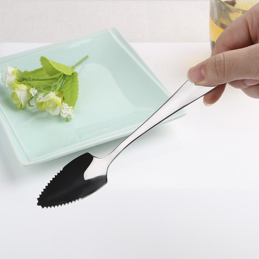 Ложка для фруктов и грейпфрута из нержавеющей стали 15,5 см HILIFE, десертная чайная кофейная ложка с зубчатым краем, столовые приборы, приборы для питья, длинная ручка