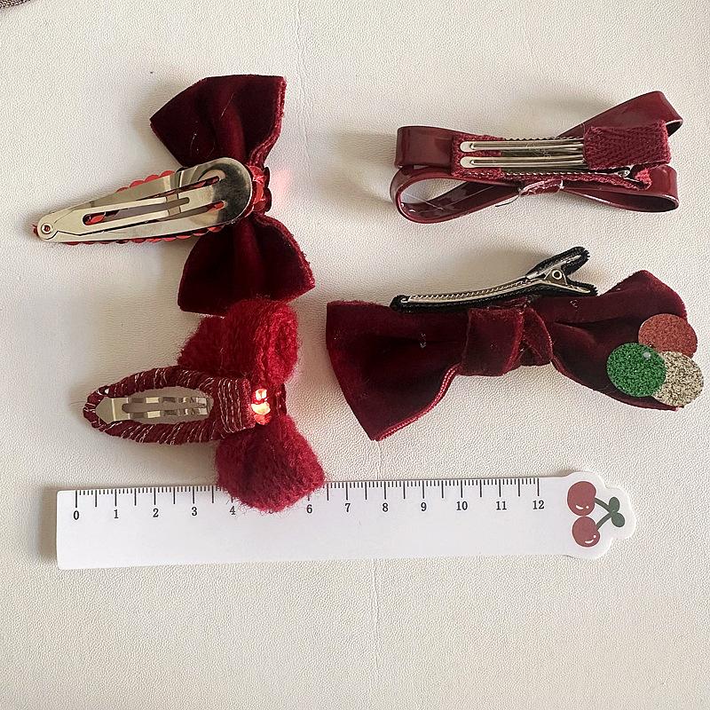 2 шт./комплект, красные детские заколки для волос, новогодняя рождественская серия, бант, пояс, заколка BB для малышей, милые модные аксессуары для волос принцессы