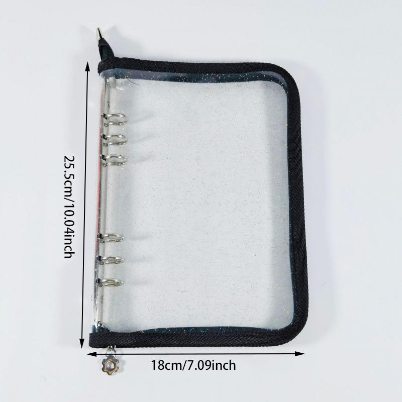 A5 6 Ring Binder Notebook with Zipper Pockets Photocard Holder Binder Sleeves Book Polaroid Small Card Photo Album Card Binder Pack