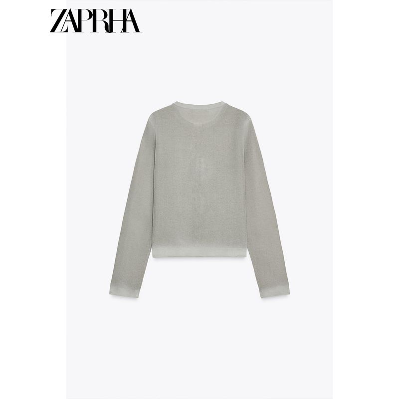 Zaprha 2025 Autumn New Women Fashion round Neck Long sleeve Gradient Effect Knit cardigan Outerwear 2893159