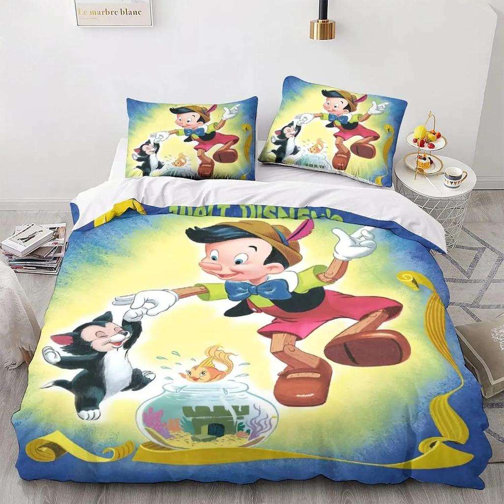 3D Printed Pinocchio Duvet Cover Pillowcase Pinocchio Bedding Set Adult Boy Girl Bedroom Decoration Children Single Double