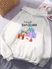 Привет из Барселоны Печать Худи Женские Уличные Свободные С капюшоном Базовые Спортивные Пуловеры Зимние Флисовые Теплые Женская Одежда