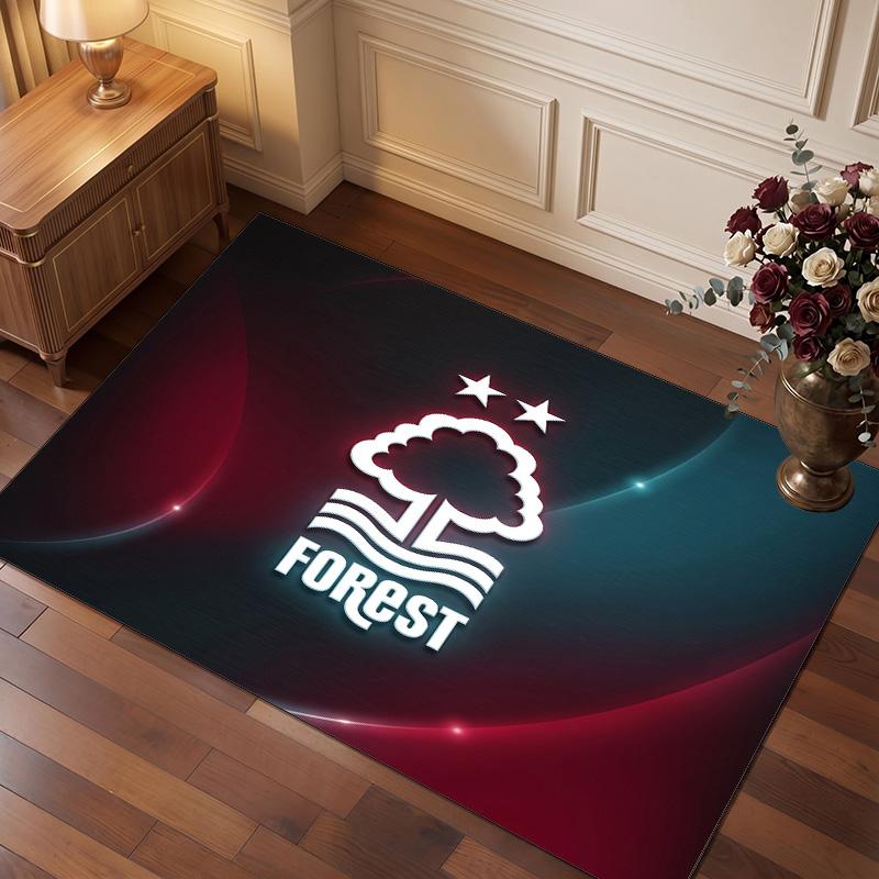 Nottingham Forest Football Print Crystal Velvet Rug, Comfortable Water Absorbent Non Slip Indoor Floor Carpet