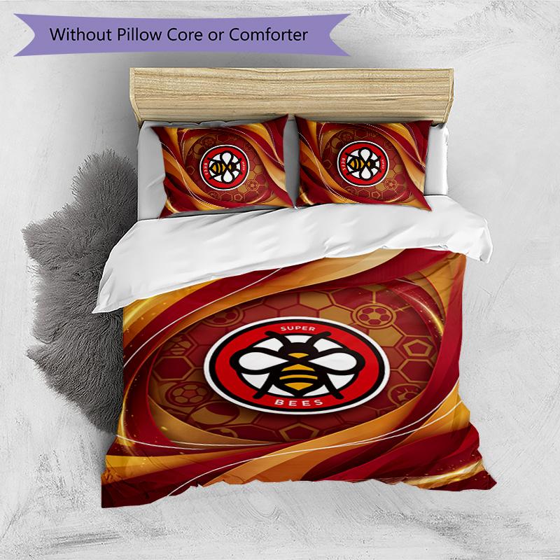 Brentford Football Printed 3 Pieces Bedding Set, Comfortable Skin Friendly Bedroom Duvet Cover Set