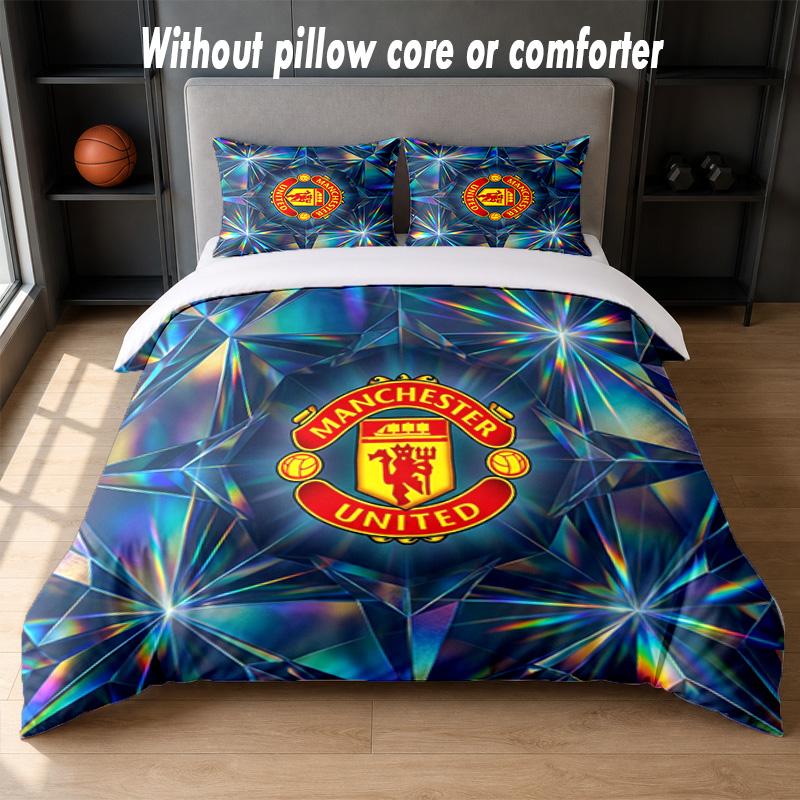 Дизайн Manchester United Постельное белье 1 пододеяльник + 2 наволочки Мягкое дышащее домашнее постельное белье