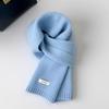 Korean Style Blue Wool Scarf: Women's Versatile Winter Knit, High-End Atmosphere, Unisex 2025