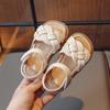 Children Fashion Girls Sandals Casual Weave Breatheable 2024 New Summer Beach Shoes Princess Flats Hook & Loop Chic Kids Korean