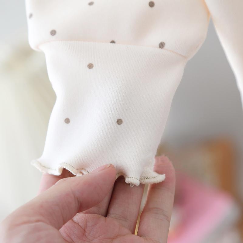 Children Dot Clothing Girls Long Sleeve T-Shirt Soft Fabric Half-High Collar and Puff Sleeves Perfect for Play and School T-Shirts