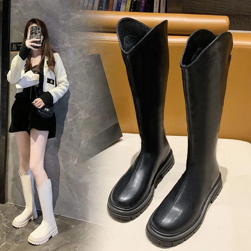 High Boots Women's Autumn and Winter 2025 New Korean Version Versatile Boots Rear Zipper Thin Boots But Knee Mid Boots