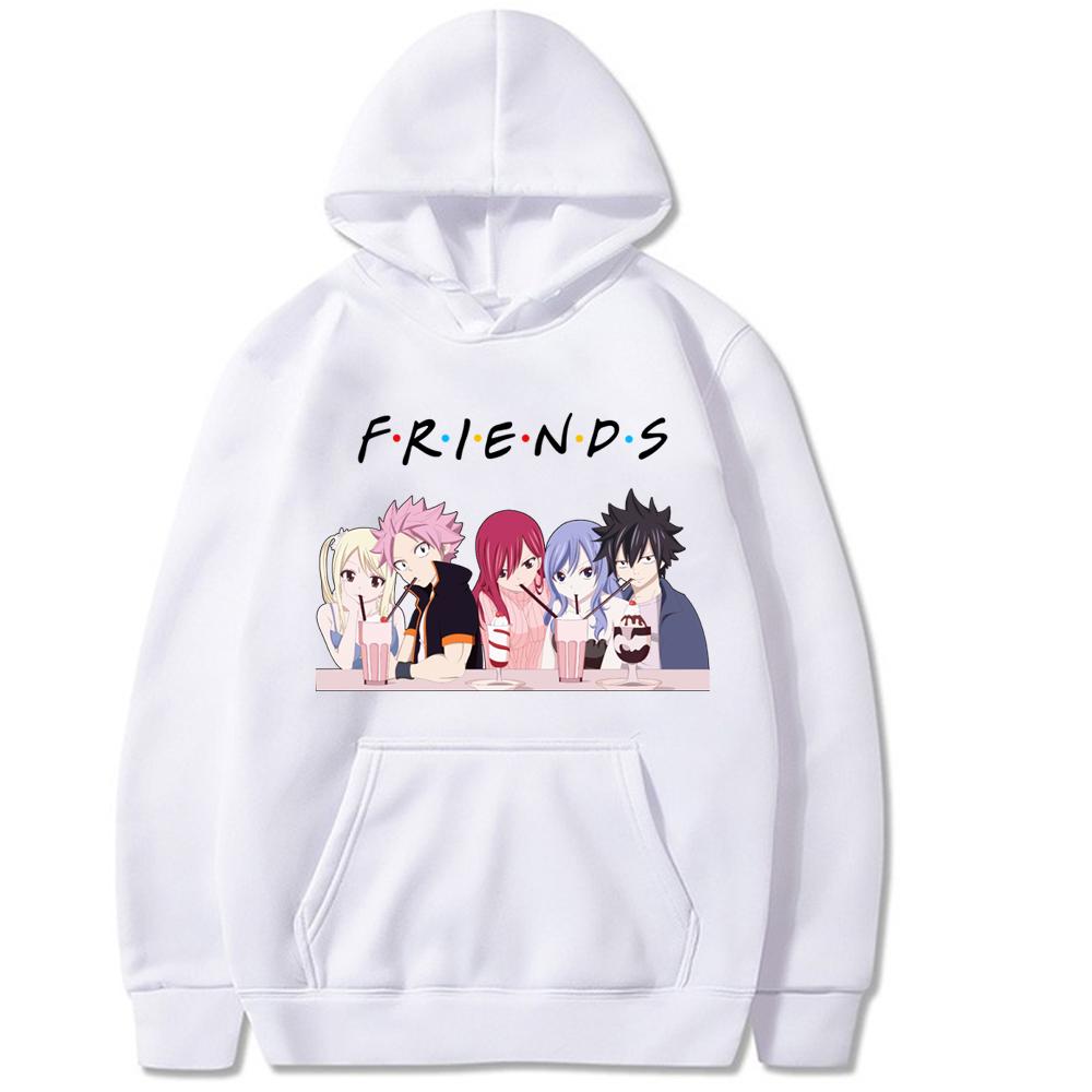 Harajuku Cartoon Fairy Tail Friends Print Hoodie Unisex Street Casual Hoodie Japan Anime Men Women Oversized Sweatshirts Trendy