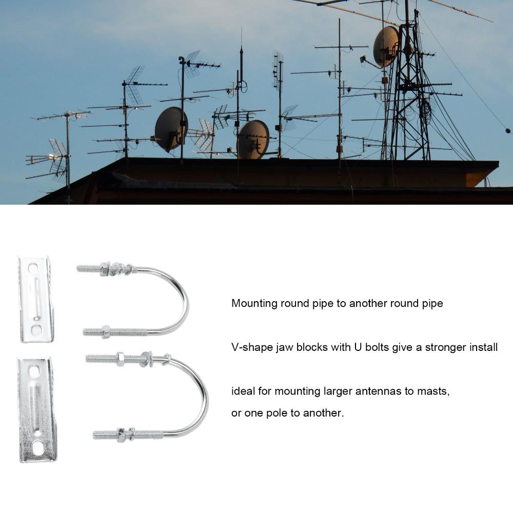 Easy Installation U Bolts Heavy Mast to Mast Mount Bracket Antenna Mast Clamp Kit  Network Bridge