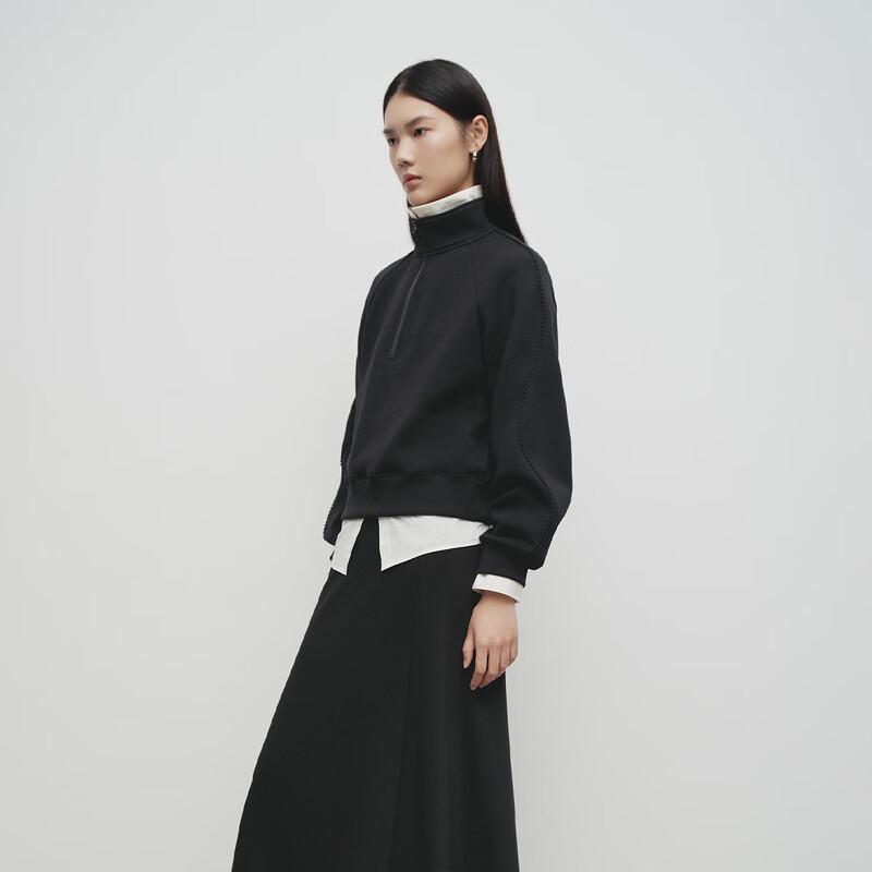 broadcast Women's American Casual Zipper Stand Collar Sweatshirt