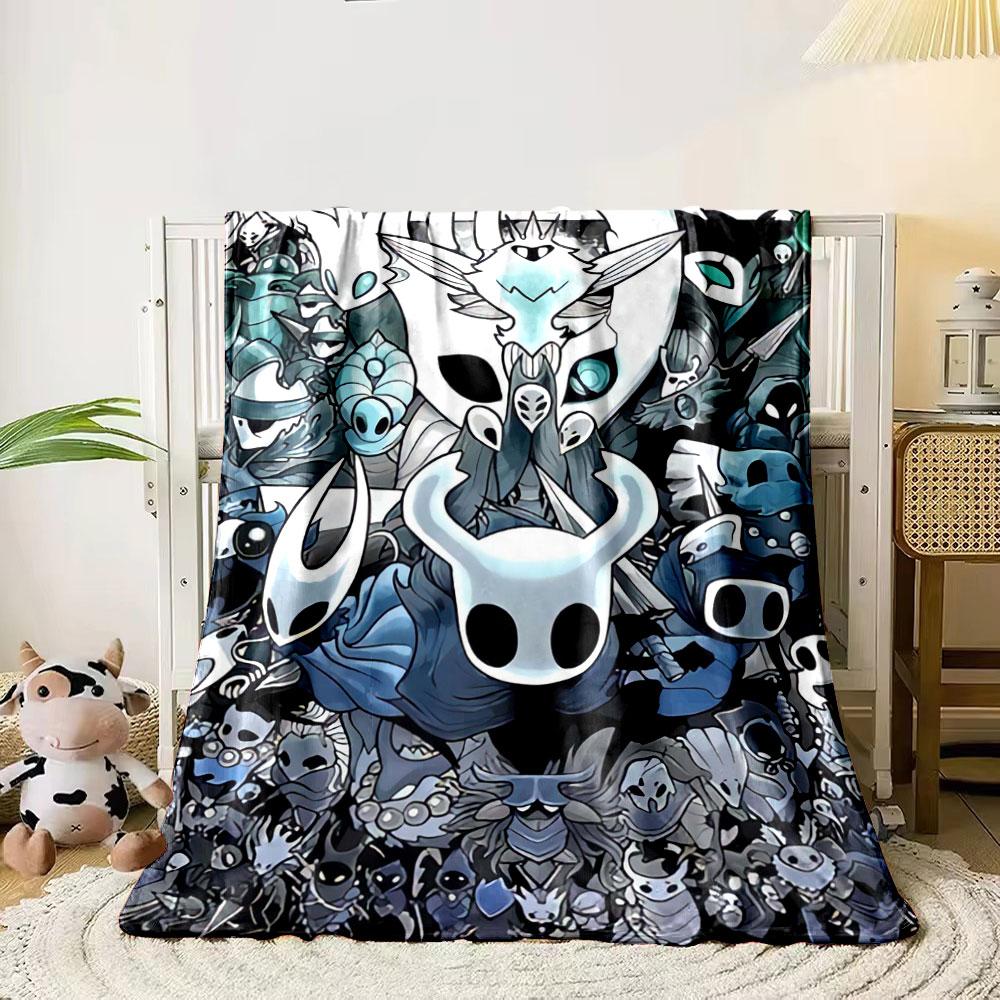 A densely packed collage of stylized fantasy characters and masks. for all seasons blanket lunch break throw gift