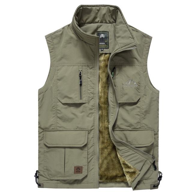 Зимний мужской теплый жилет с множеством карманов, осенний мужской повседневный жилет с несколькими карманами, куртка без рукавов