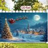1pc Festival Santa Claus Sled Canvas Mural - Winter Miracle Scene with Snow Village and Full Moon  Christmas Home Decoration