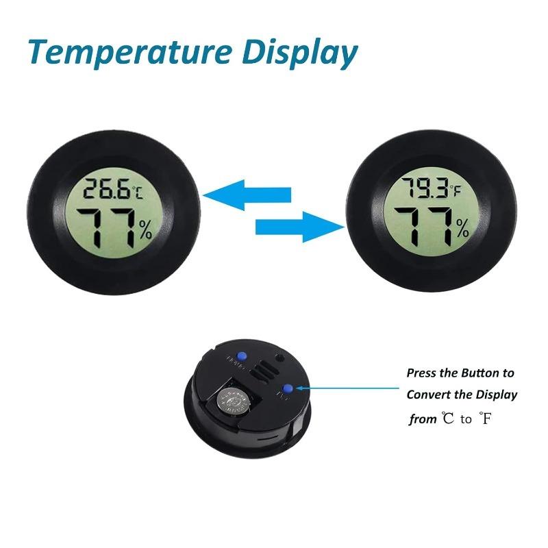8Pc Mini Hygrometer Thermometer Round Digital Humidity Gauge Electronic Humidity Temperature Meter LCD Display Indoor Hygrometer