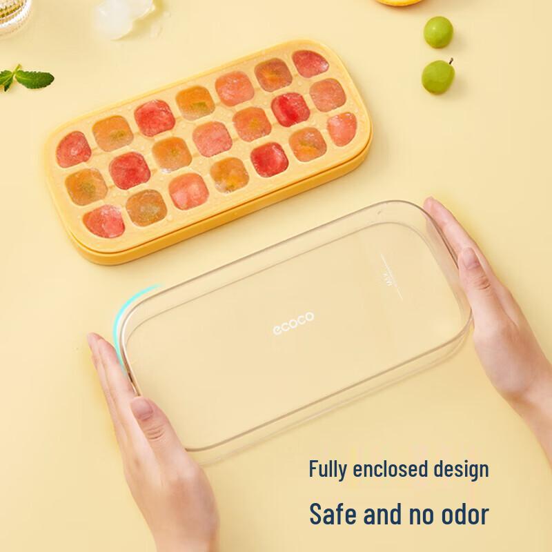 Ecoco 14-Grid Food Grade Press Ice Cube Tray with Lid