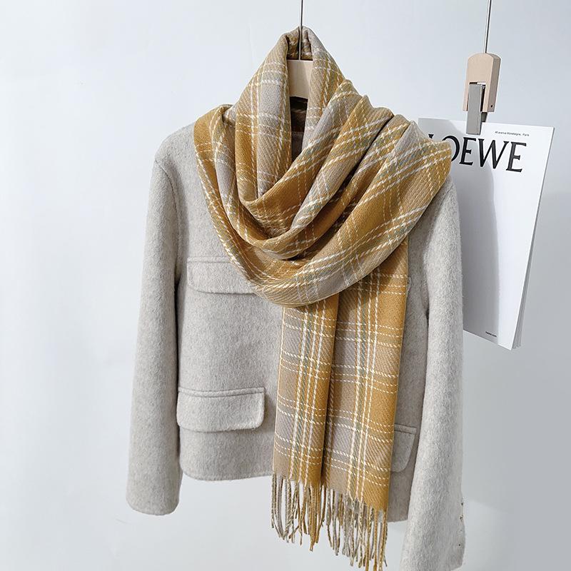 Осень и зима новый имитация кашемира клетчатый шарф шаль женский колледж ветер холодный теплый модный универсальный шарф