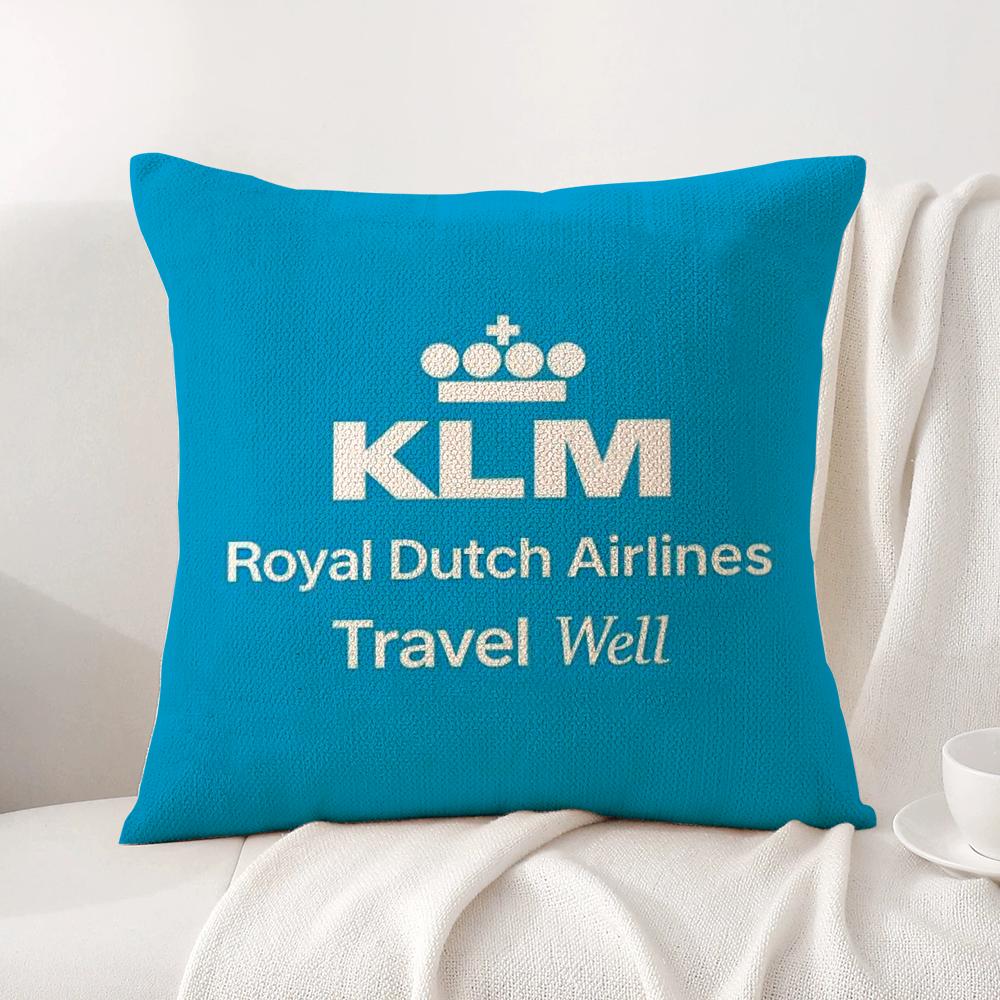 Нидерланды K-Klm R-Королевские голландские авиалинии Наволочка Летняя прохлада Льняная ткань Двусторонняя печать Наволочка Декор для дома