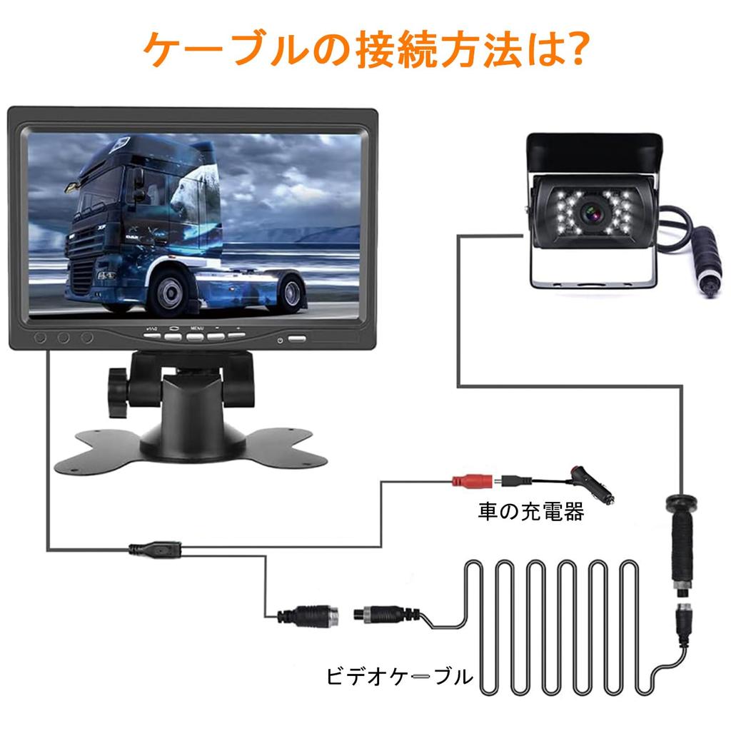 Tigwiss Backup Camera Monitor LCD Backup Monitor Camera Rear Ultra Night Vision IP68 Dustproof and 24V Cigarette Lighter Power Easy 20m Extension