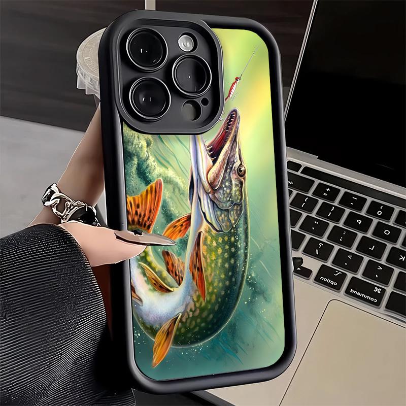 Чехол для телефона iPhone 17 Air 16E 15 16 Pro Max Удочка с карпом Чехол 14 Plus 13 12 Mini Мягкий силиконовый Fundas