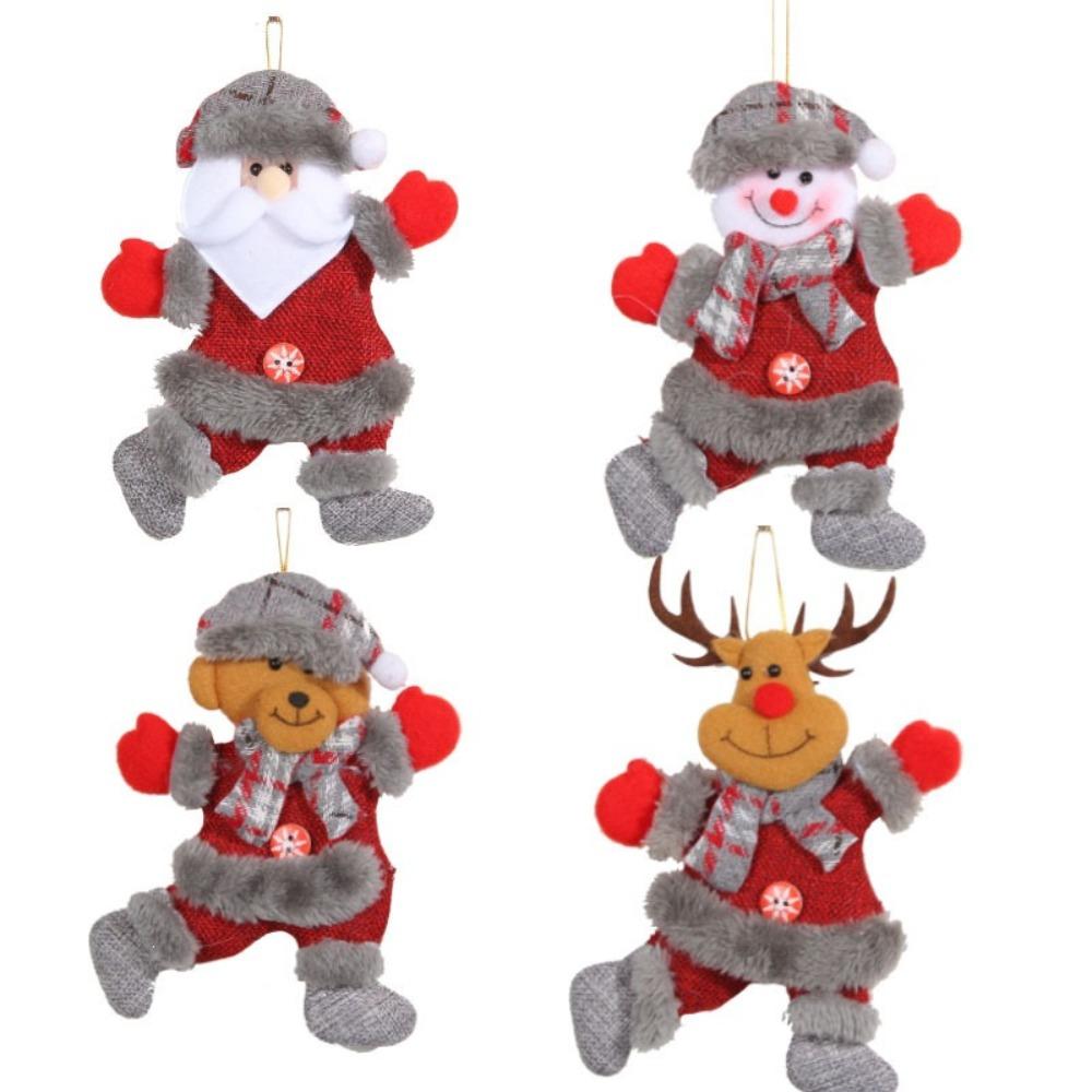 4pcs Elk Christmas Tree Decoration Santa Claus Christmas Tree Ornaments Cute Christmas Pendant Home