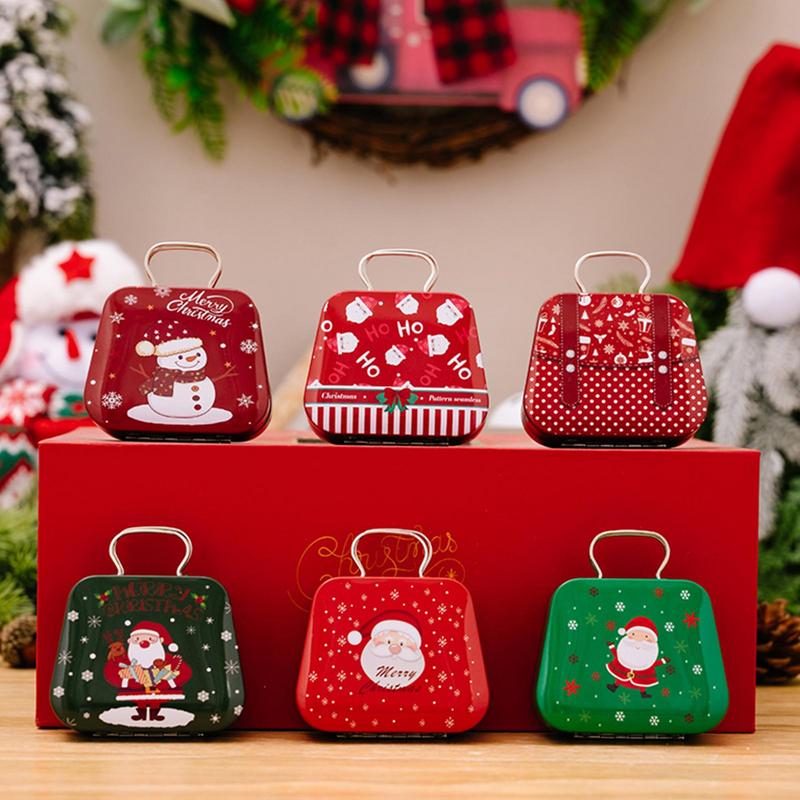 Рождественская жестяная коробка для печенья, рождественские коробки, 6 шт., банка для конфет, контейнер для печенья, коробки для печенья, жестяная коробка, контейнер для хранения продуктов питания