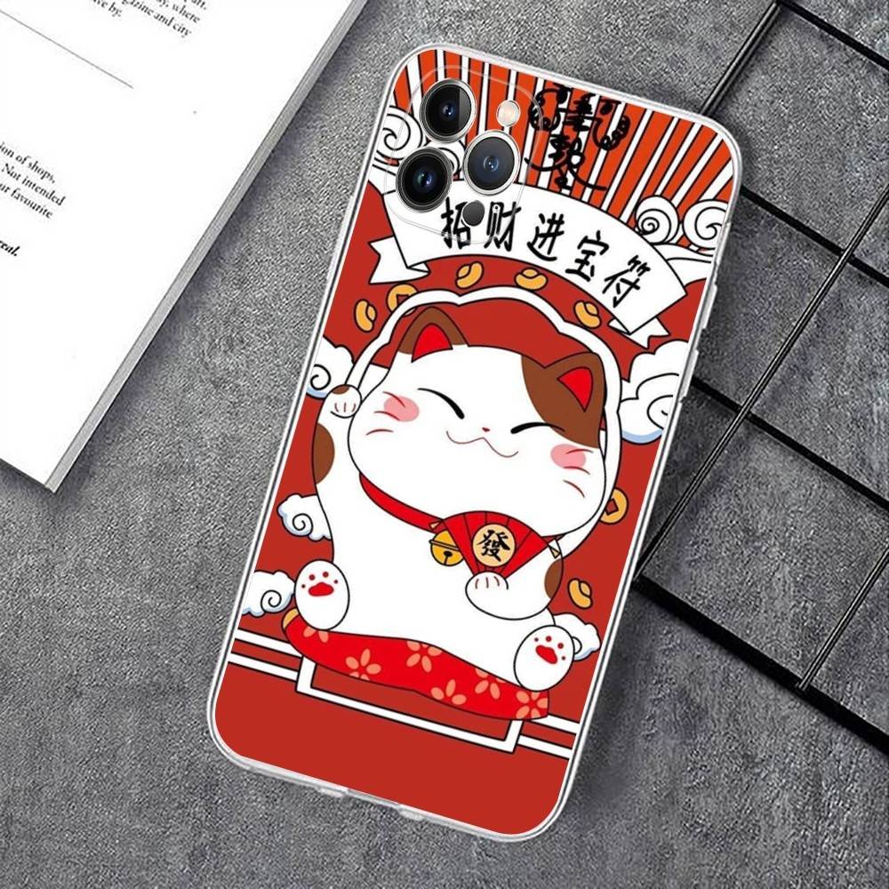 Чехол для телефона Maneki Neko Счастливый Кот-Копилка Для iPhone 17 16 15 14 13 12 11 Pro XS Max Plus Мягкий Силиконовый Чехол