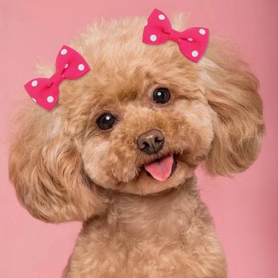 Собака Маленький Бантик для Волос с Резинками Ручной Работы Бантик в Горошек для Волос Аксессуары для Груминга Питомцев для Вечеринки Рождества Дня Рождения