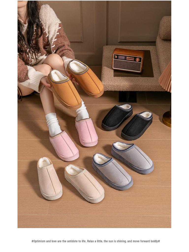 Женские хлопковые тапочки на толстой подошве с флисовой подкладкой, для дома/улицы, нескользящие, износостойкие, с закрытым носком.