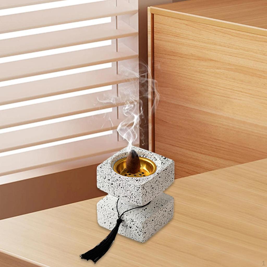Burner Holder Table Centerpiece Compact Resin Fragrance Censer for SPA Meditation Tea Room Bedroom
