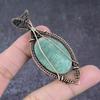 Натуральный Амазонит Камень Ручной Работы Медная Проволока Обмотка Подвеска Ювелирное Изделие 2.95" q8U81