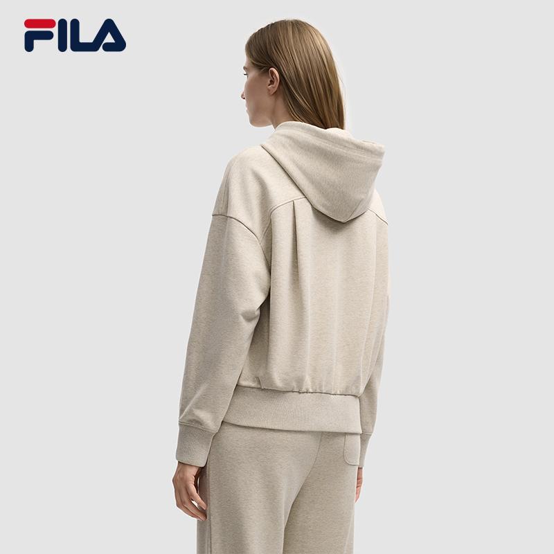 Fila Серия Милан Модный тренд Ретро спортивный стиль Принт с буквами Свободное худи Женские худи Пшеничный цветок-Серый F11W545202FBG