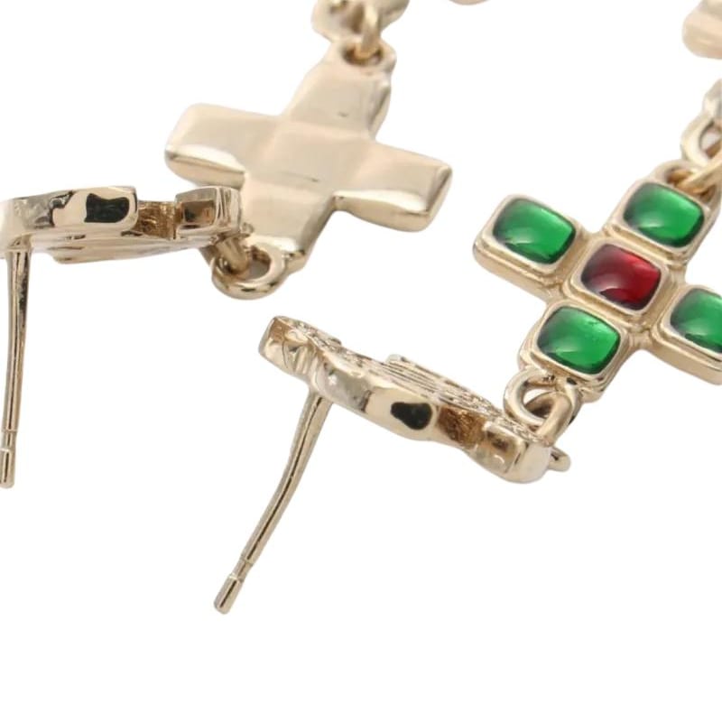 CHANEL Rhinestone Earrings Women's Gold 954402