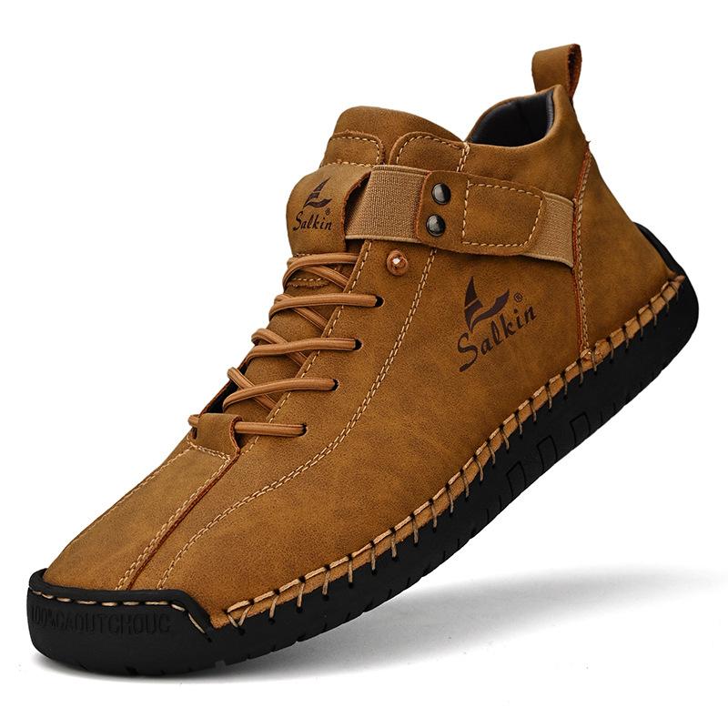 High Quality Fashion Retro Handmade Men Leather Boots Designer Breathable Wear-resistant Work Shoes Man Ankle Boots Hombre Botas