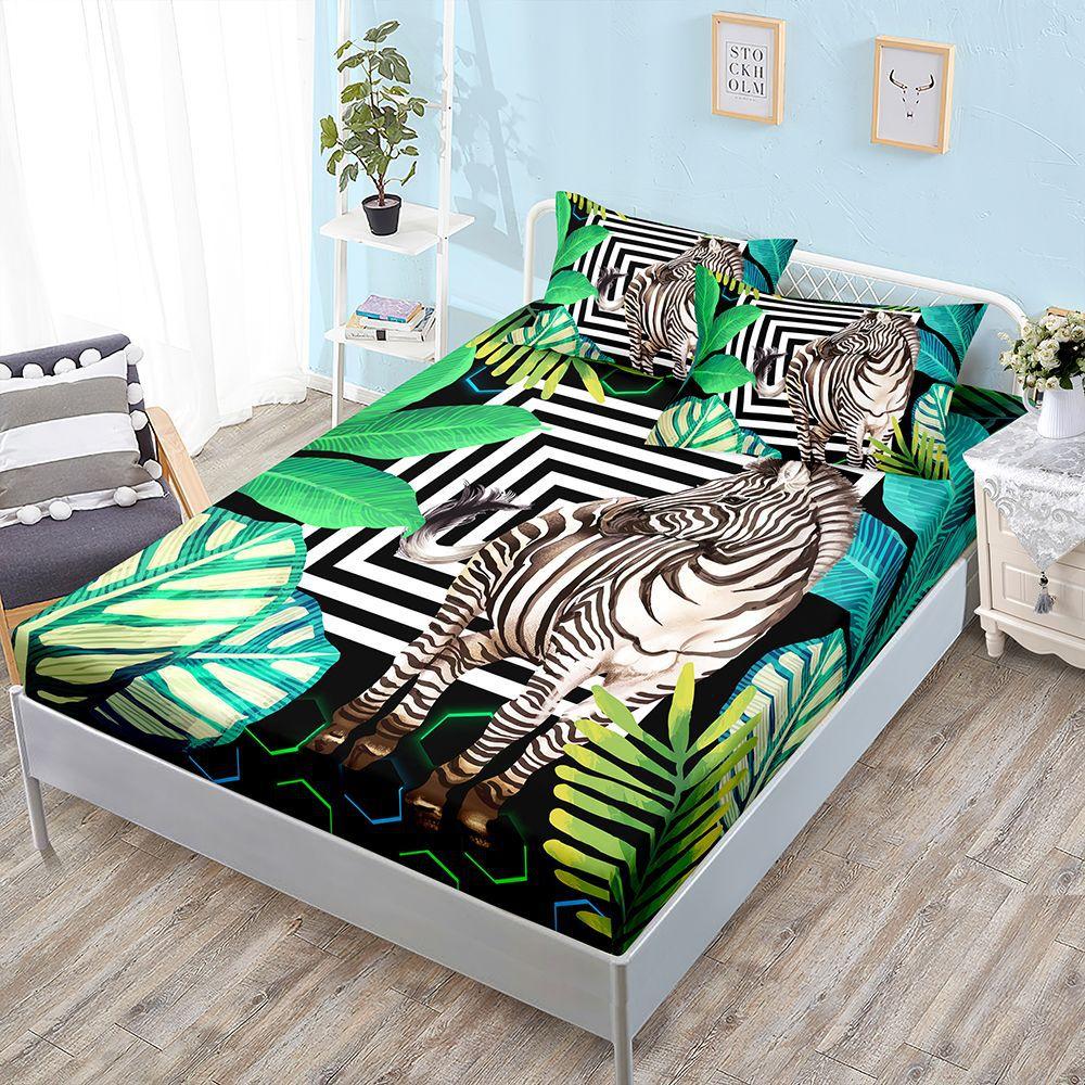 Three-Piece Mattress Mattress Cover Animal Giraffe Lion Zebra Mattress Protective Cover