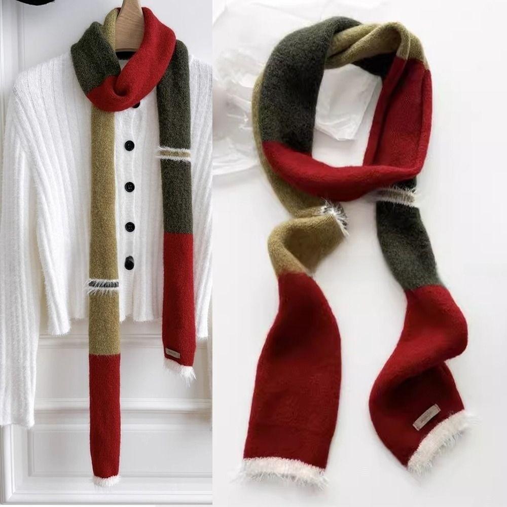 Y2 Sausage Thin Scarf Knitted Wool Plush Long Narrow Scarves Fashion Neck Scarves Autumn Winter