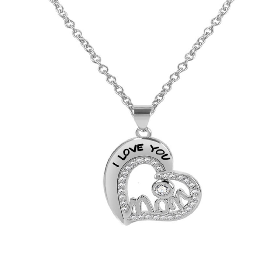 Mom heart shape Mom love necklace inlaid zircon neck chain collarbone chain Mother's Day gift
