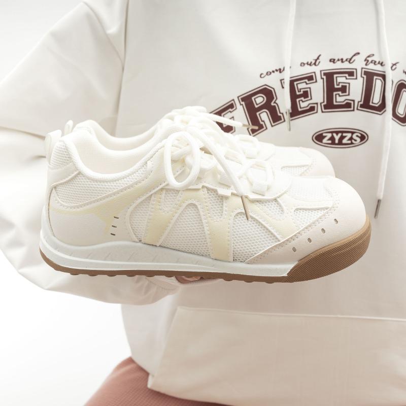 Mesh White Shoes Thick Sole Lightweight Women's Shoes Comfortable Breathable Casual Shoes Fashionable Sports Shoes