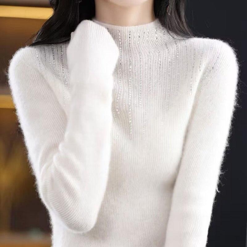 Свитер для женщин Осень Зима Легкий Теплый Вязаный Эластичный Топы с длинным рукавом